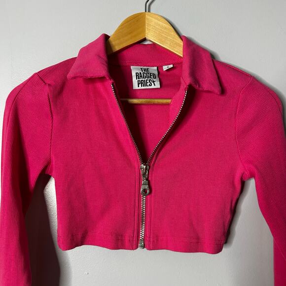 The Ragged Priest Floyd Zip-Up Top Women’s 6 Pink Grunge - Picture 5 of 10